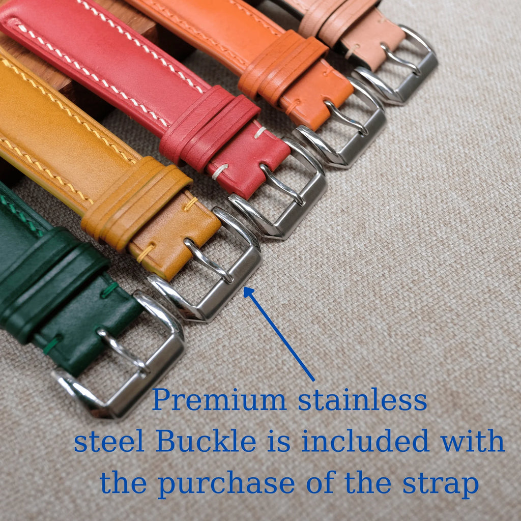 Premium stainless steel buckle included with the strap